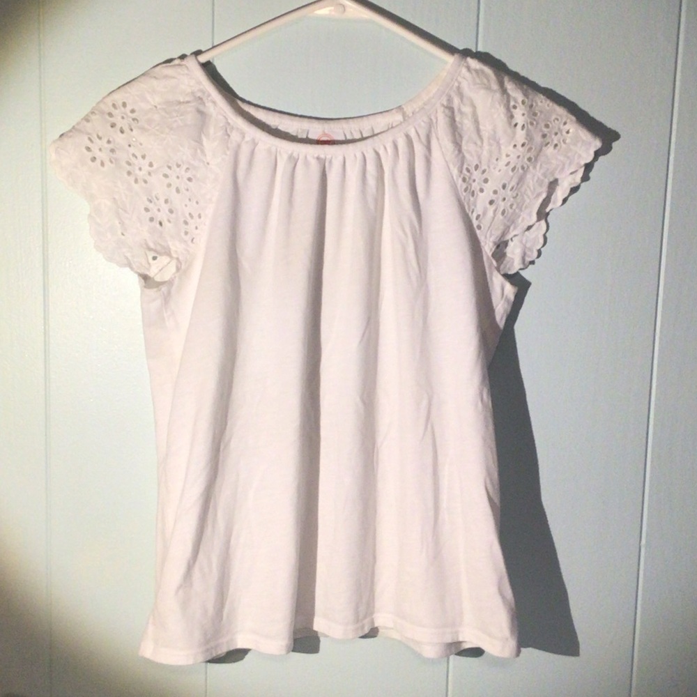 White Eyelet Sleeve Blouse